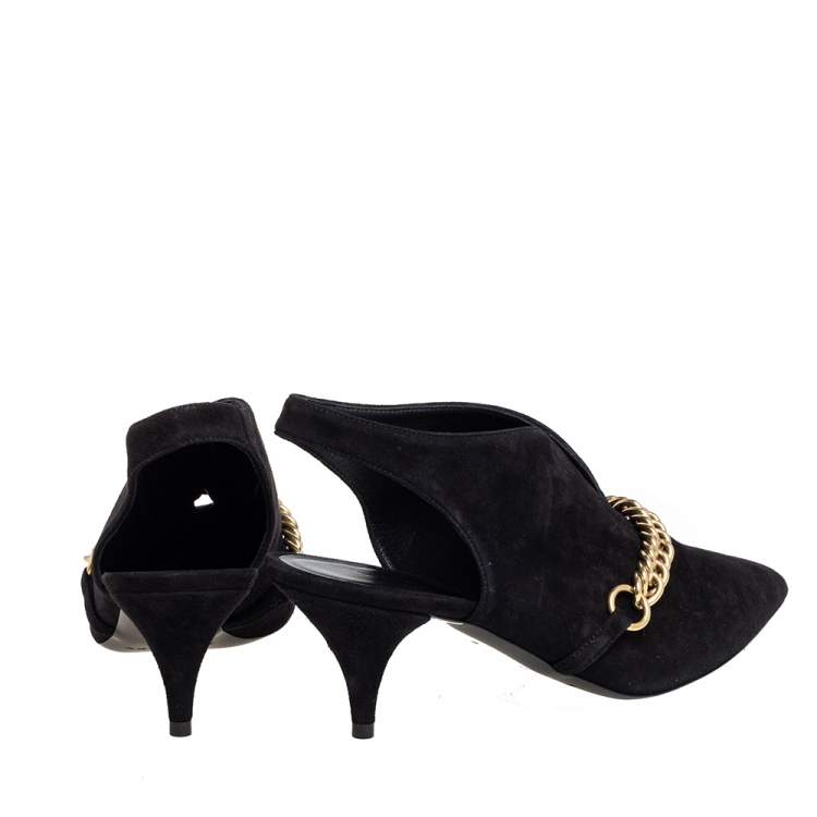 Pre Owned Burberry Black Suede Onwen Slingback Pumps Size 40