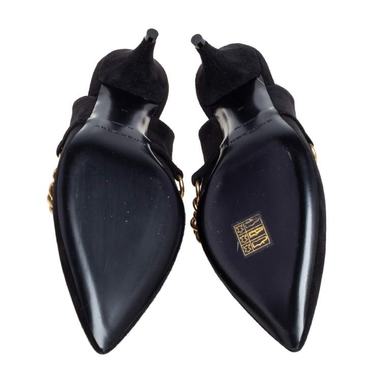 Pre Owned Burberry Black Suede Onwen Slingback Pumps Size 40