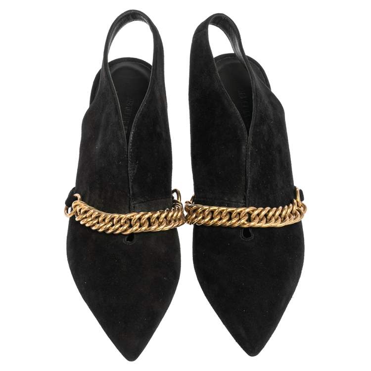 Pre Owned Burberry Black Suede Onwen Slingback Pumps Size 37