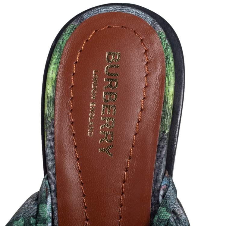 مملوكة مسبقًا Burberry Multicolor Satin Tillington Ankle Tie Pointed Toe Mules Size 37