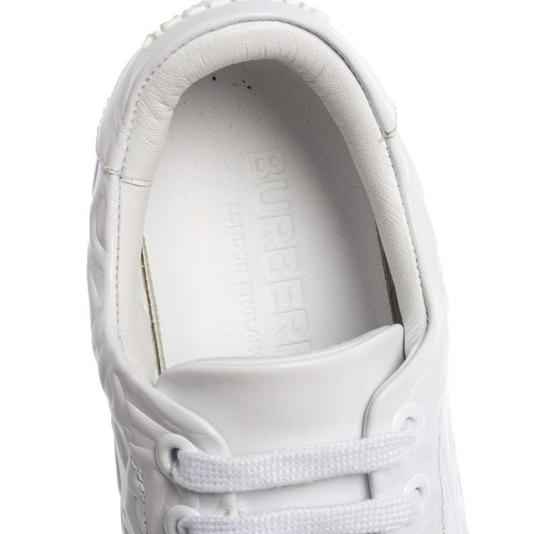 Pre Owned Burberry White TB Embossed Leather Albridge Sneakers Size 38.5