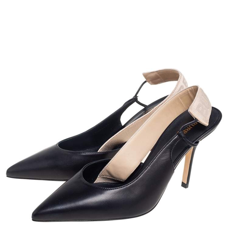 Pre Owned Burberry Black Leather Maria Slingback Pumps Size 37.5