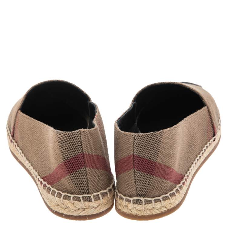 Pre Owned Burberry Brown Canvas House Check Espadrilles Flats Size 36