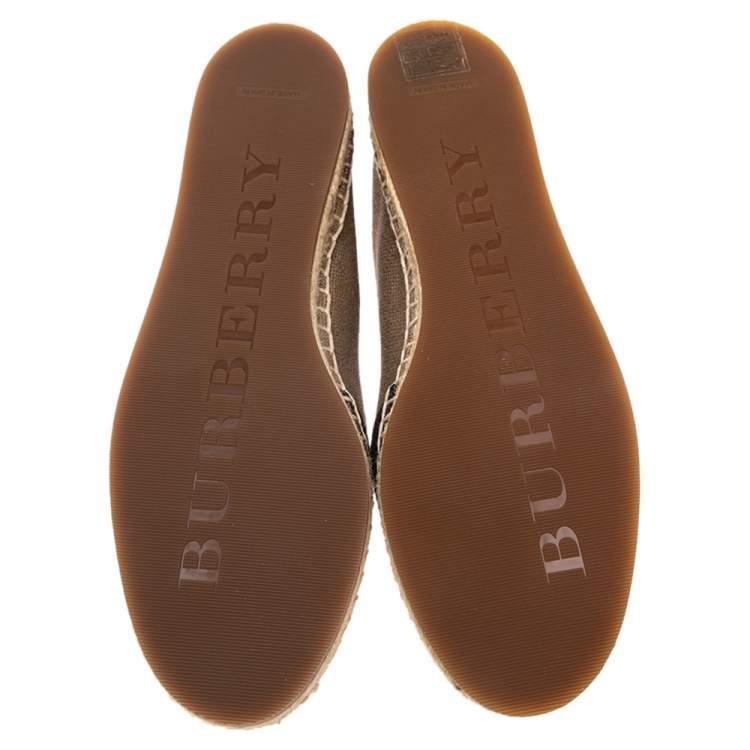 Pre Owned Burberry Brown Canvas House Check Espadrilles Flats Size 36