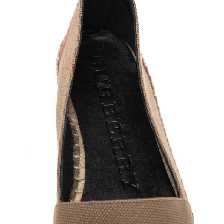 Pre Owned Burberry Brown Canvas House Check Espadrilles Flats Size 36