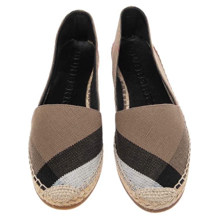 Pre Owned Burberry Brown Canvas House Check Espadrilles Flats Size 36