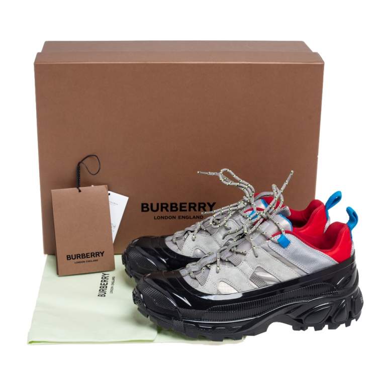 Pre Owned Burberry Grey Nylon and Suede Arthur Low Top Sneakers Size 39
