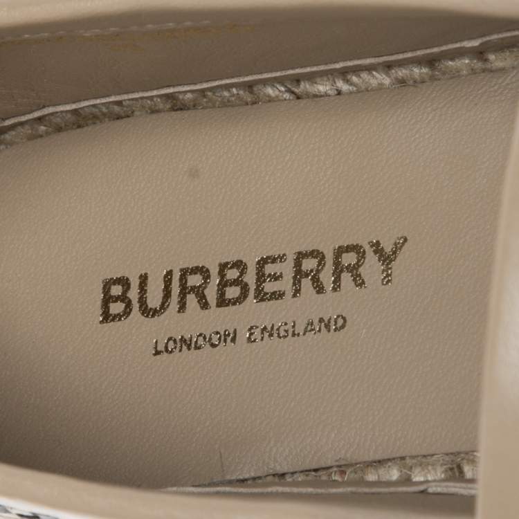 Pre Owned Burberry Archive Beige Woven Leather Espadrille Flats Size 36