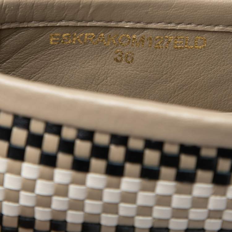 Pre Owned Burberry Archive Beige Woven Leather Espadrille Flats Size 36
