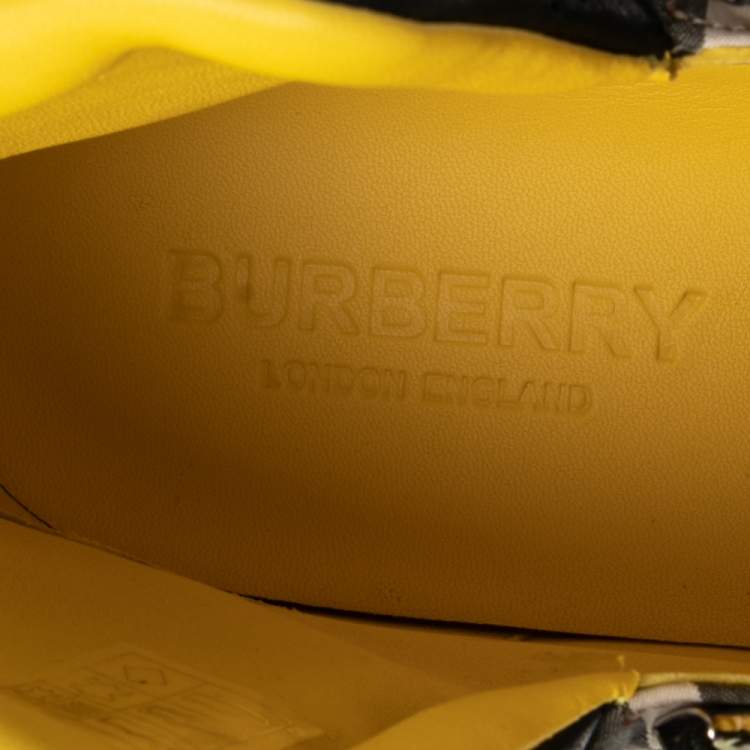 Pre Owned Burberry Multicolor/House Check Canvas And Leather Hiking Boots Size 39.5