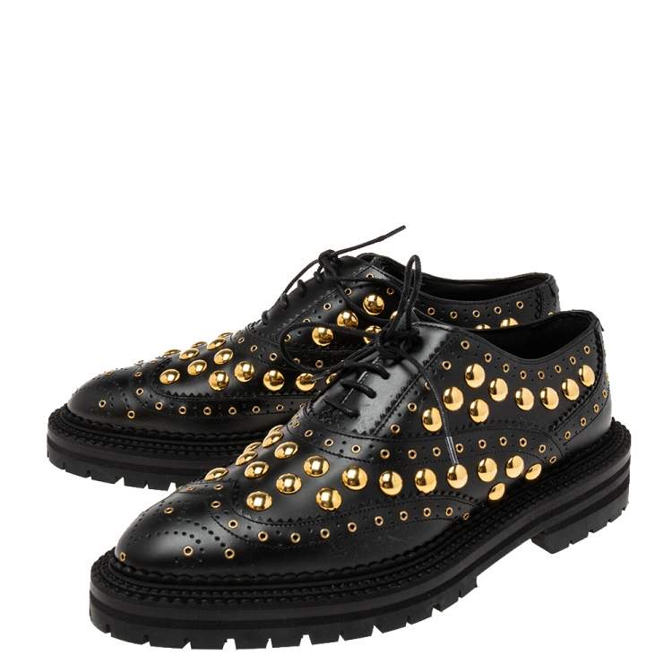 Pre Owned Burberry Black Brogue Leather  Deardown Derby Size 38