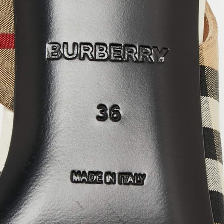 Pre Owned Burberry Multicolor Archive Check Fabric D'orsay Slingback Sandals Size 36