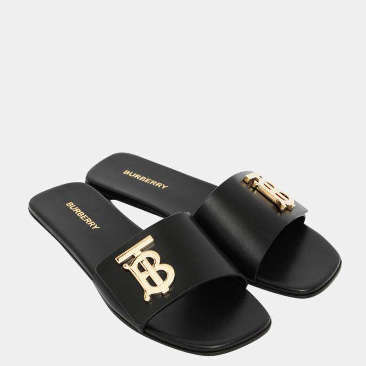 Burberry Black Monogram Motif Leather Sandals Size EU 36 Burberry | TLC