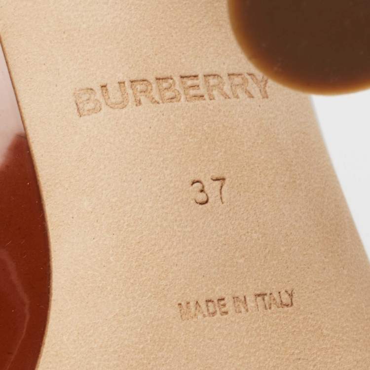 Pre Owned Burberry Brown Patent Crystal Embellished Even Pumps Size 37
