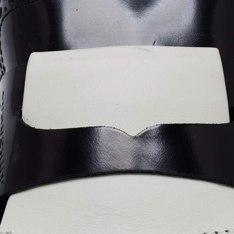 Pre Owned Burberry Two Tone Leather Beckshill Fringe Details Flat Mules Size 39.5