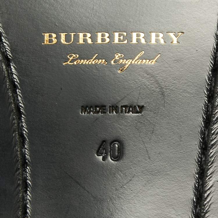 Pre Owned Burberry Two Tone Leather Beckshill Fringe Details Flat Mules Size 40