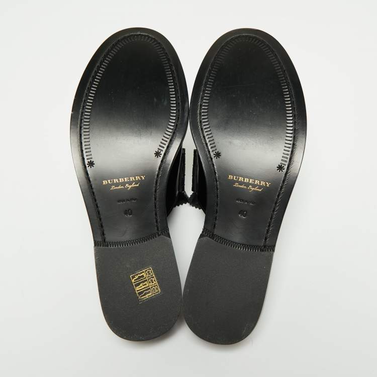 Pre Owned Burberry Two Tone Leather Beckshill Fringe Details Flat Mules Size 40