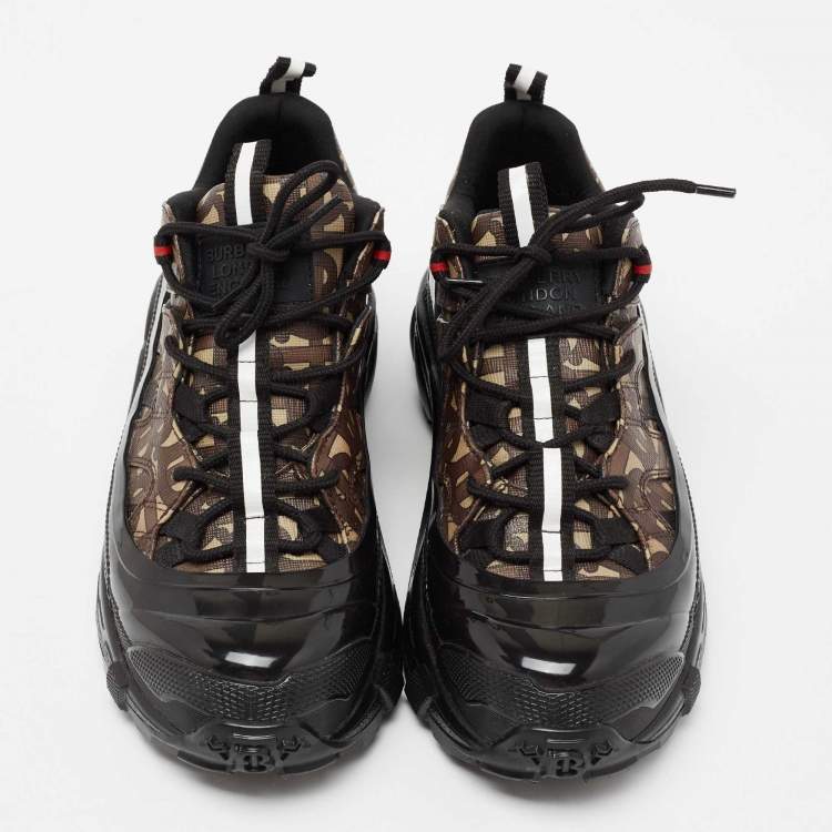 Pre Owned Burberry Tri-Color Printed Coated Canvas Arthur Low-Top Sneakers Size 39