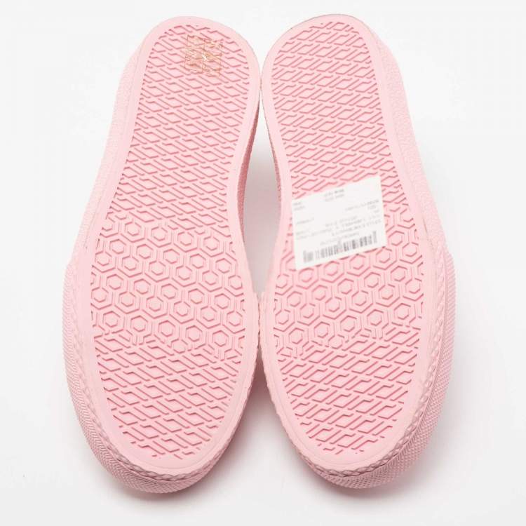 Pre Owned Burberry Pink Fabric and Rubber Logo Print Low-Top Sneakers Size 36
