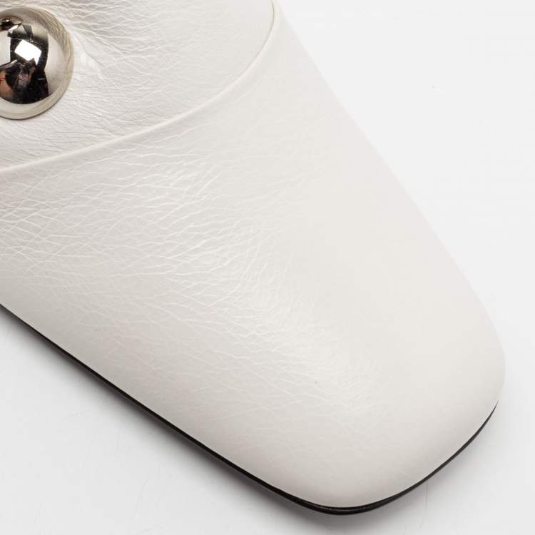 Pre Owned Burberry White Leather Ambridge Embellished Pumps Size 40