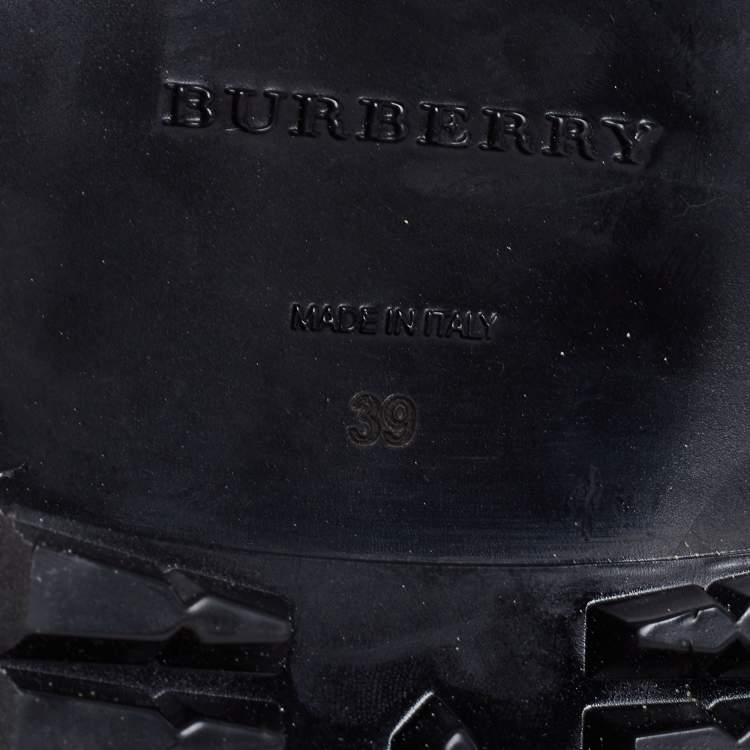 Pre Owned Burberry Black Vintage Check Detail Leather Chelsea Boots Size  39