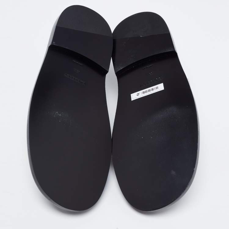 Pre Owned Burberry Black/White Leather Zebra Print T Bar Loafers Size 39.5 