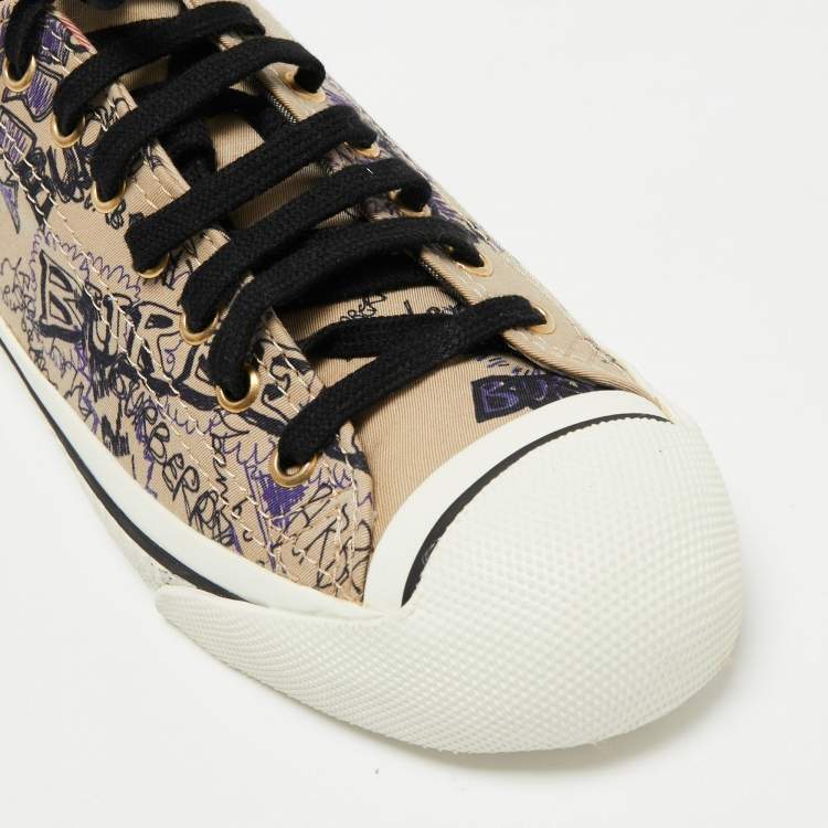 Pre Owned Burberry Brown Canvas Kingly  Sneakers Size 38.5