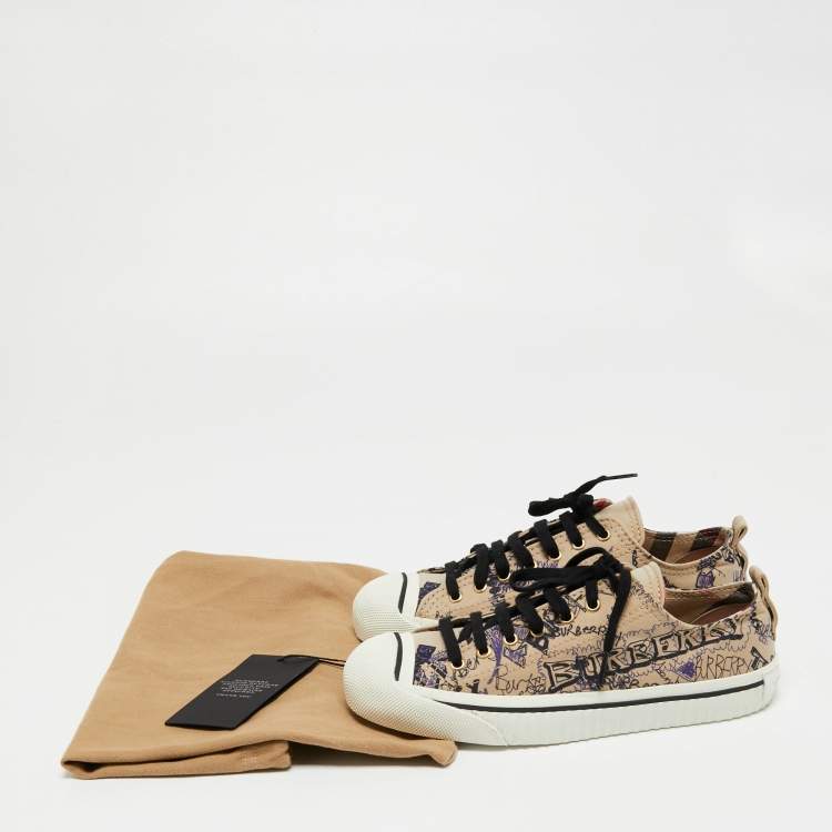 Pre Owned Burberry Brown Canvas Kingly  Sneakers Size 38.5
