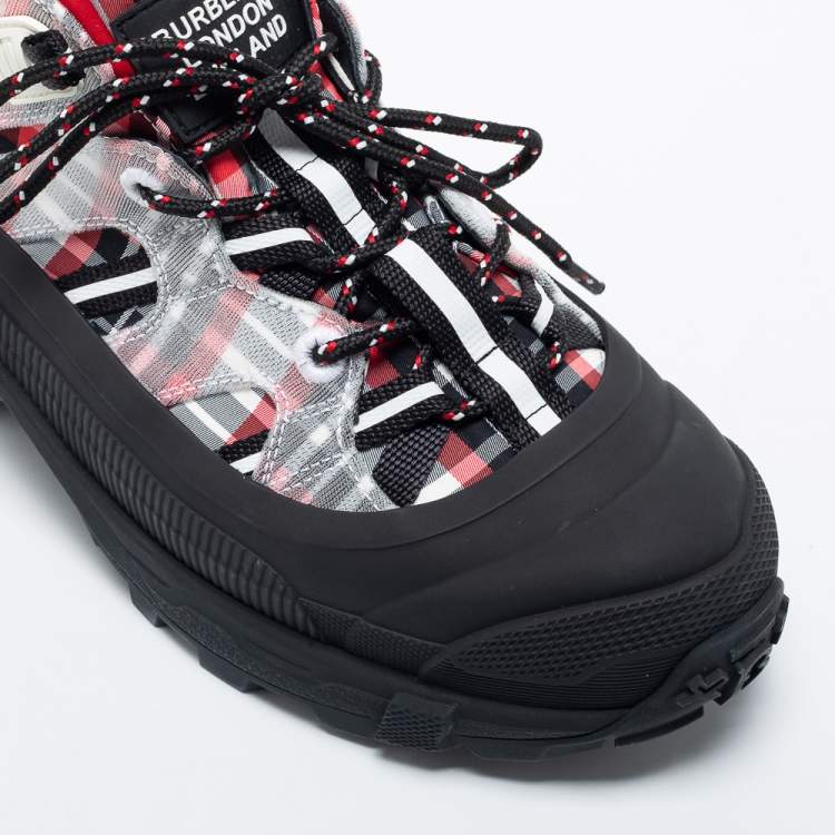 Pre Owned Burberry Multicolor Rubber and Canvas Arthur Lace Up Sneakers Size 40