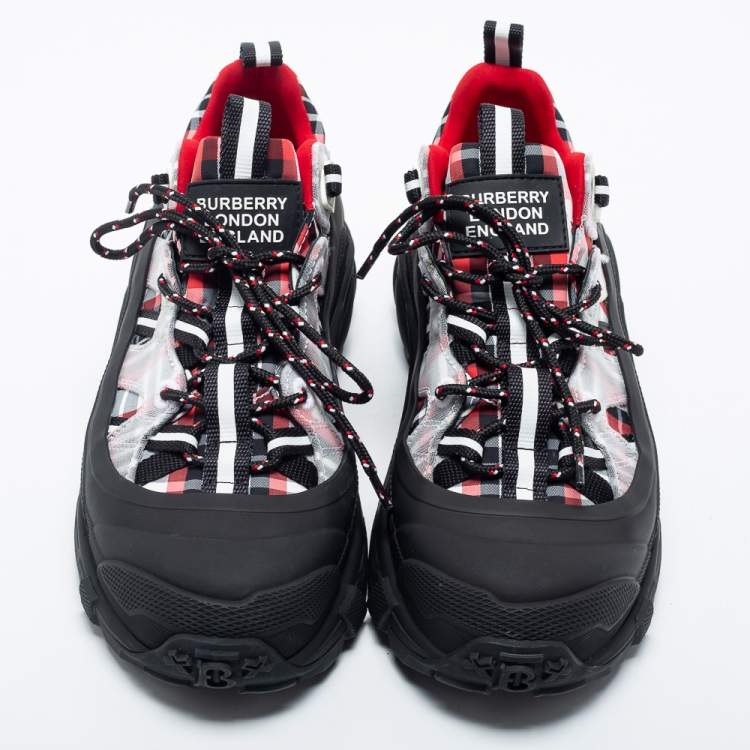Pre Owned Burberry Multicolor Rubber and Canvas Arthur Lace Up Sneakers Size 40