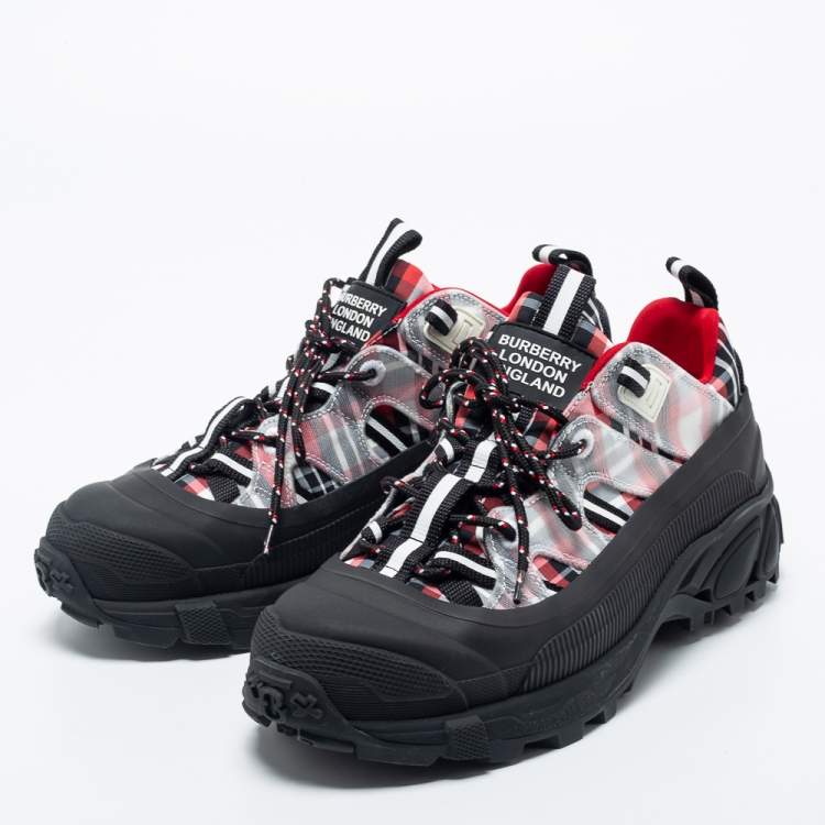 Pre Owned Burberry Multicolor Rubber and Canvas Arthur Lace Up Sneakers Size 40