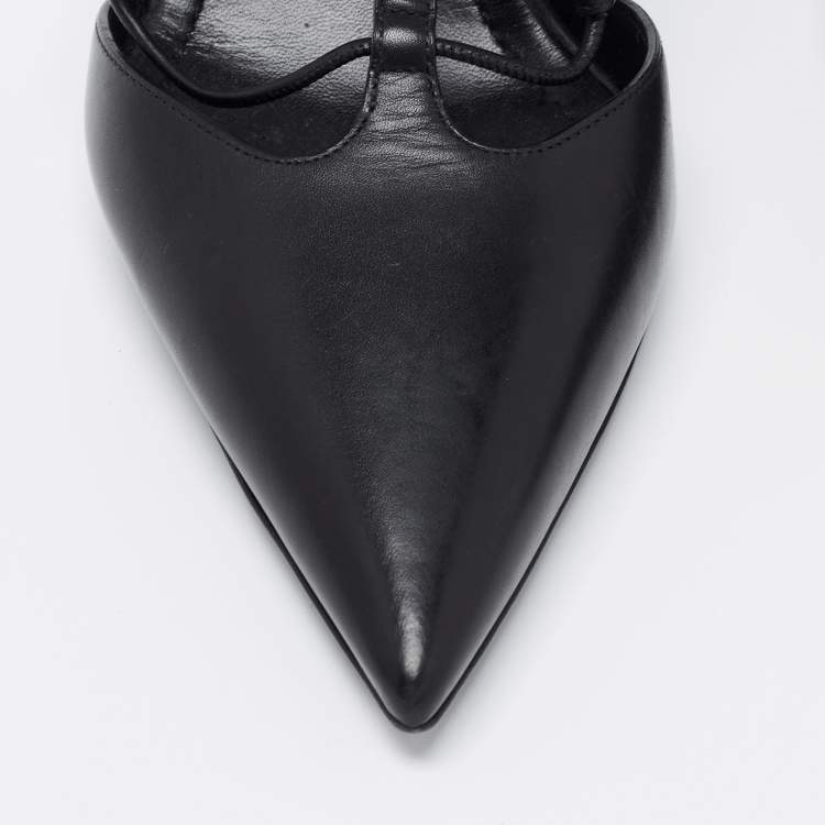 Pre Owned Burberry Black Leather Tie Up Pumps Size 39 