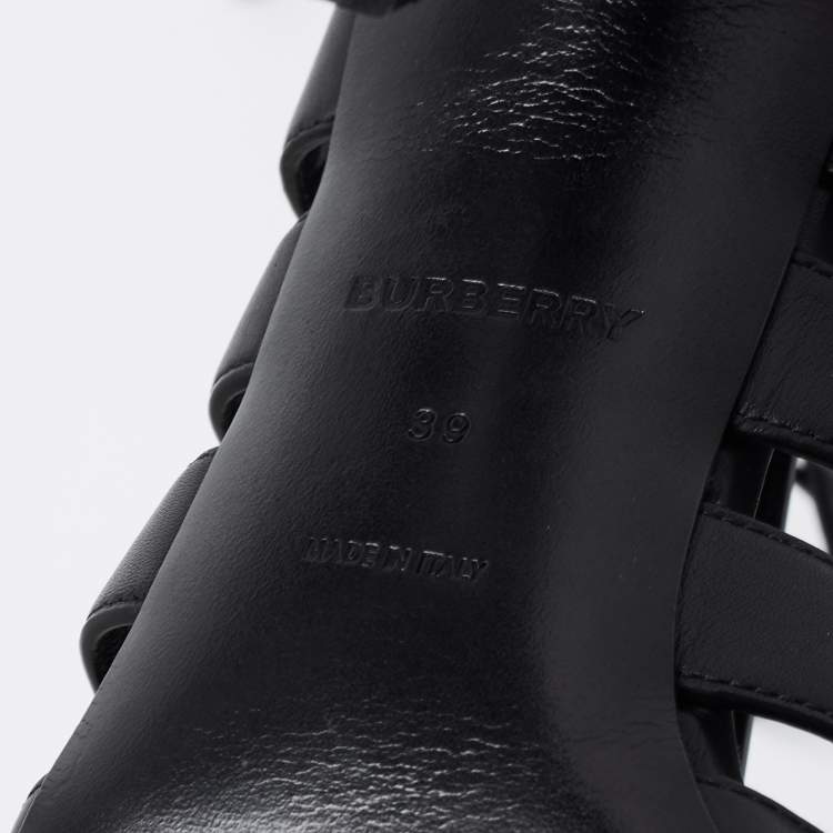 Pre Owned Burberry Black Leather Tie Up Pumps Size 39 