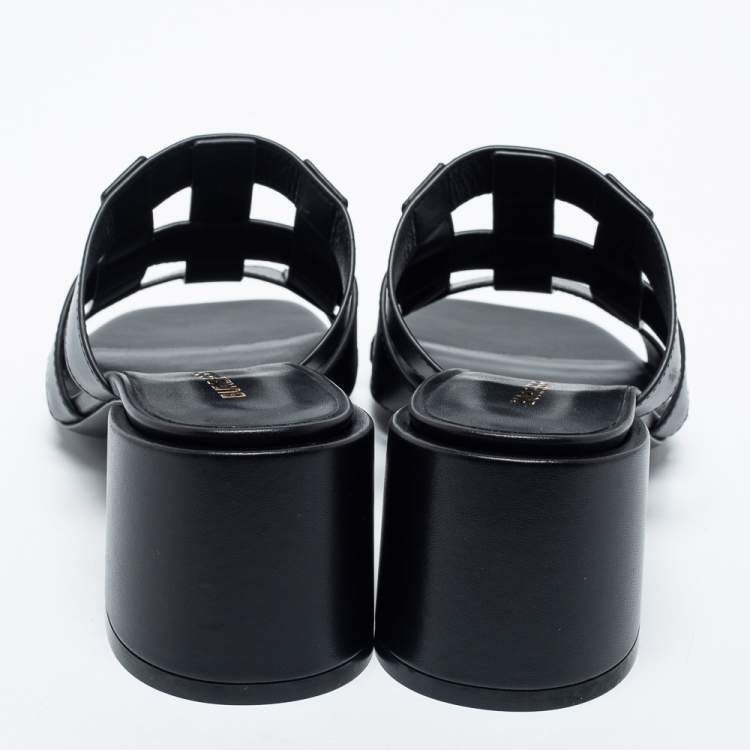 Pre Owned Burberry Black Leather Sandals Size 38