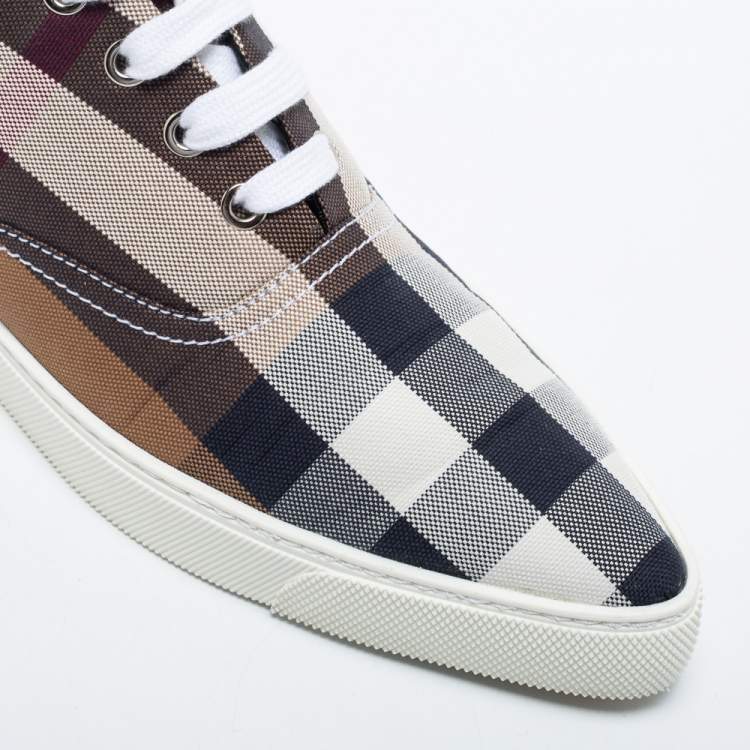 Pre Owned Burberry Brown Canvas  House Check Pointed-Toe Sneakers Size 39