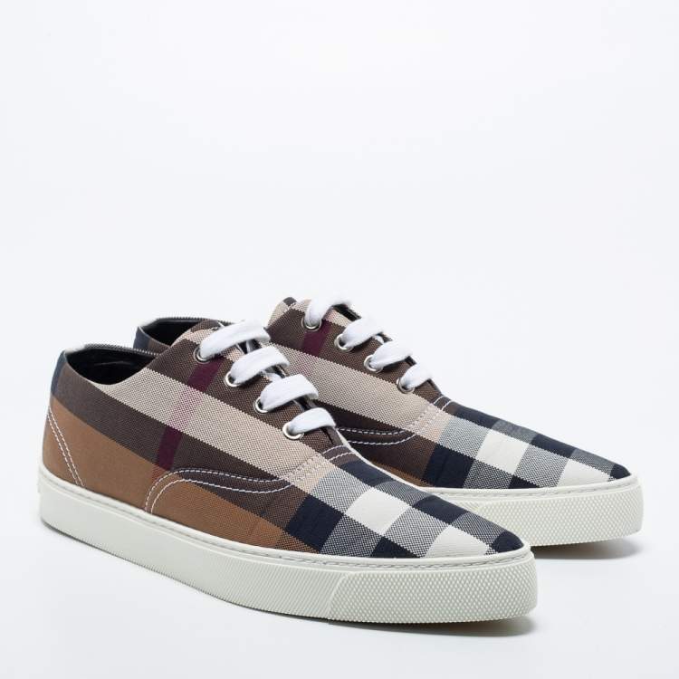 Pre Owned Burberry Brown Canvas  House Check Pointed-Toe Sneakers Size 39