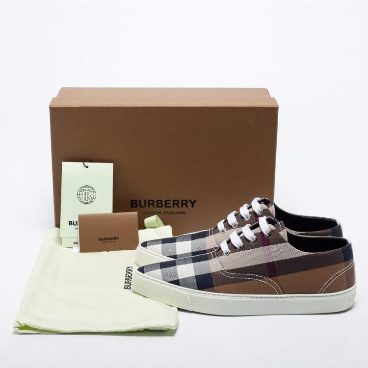 Pre Owned Burberry Brown Canvas  House Check Pointed-Toe Sneakers Size 39