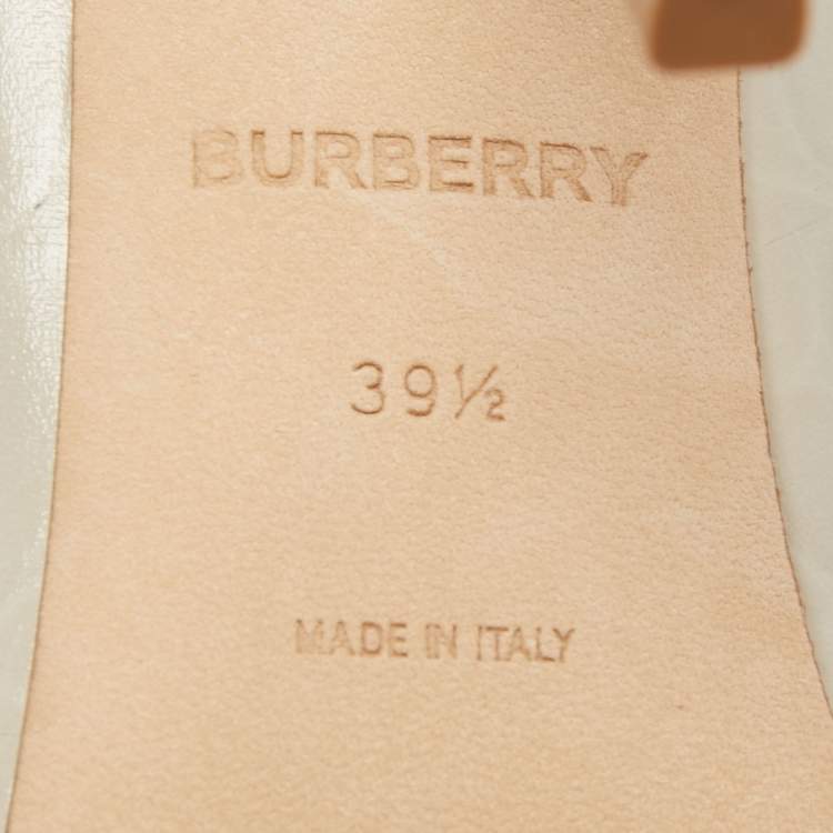 Pre Owned Burberry Cream Croc Embossed Ankle Strap Pumps Size 39.5