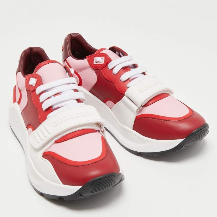 مملوكة مسبقًا Burberry Tricolor Leather And Canvas Ramsey Low Top Sneakers Size 40