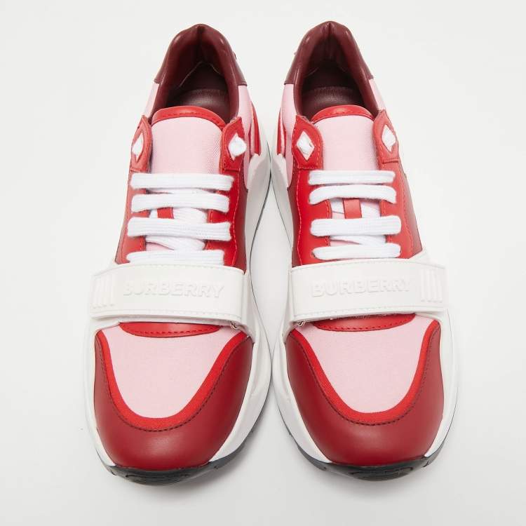 مملوكة مسبقًا Burberry Tricolor Leather And Canvas Ramsey Low Top Sneakers Size 40