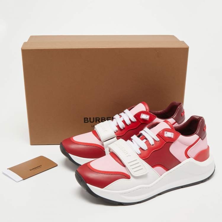 مملوكة مسبقًا Burberry Tricolor Leather And Canvas Ramsey Low Top Sneakers Size 40