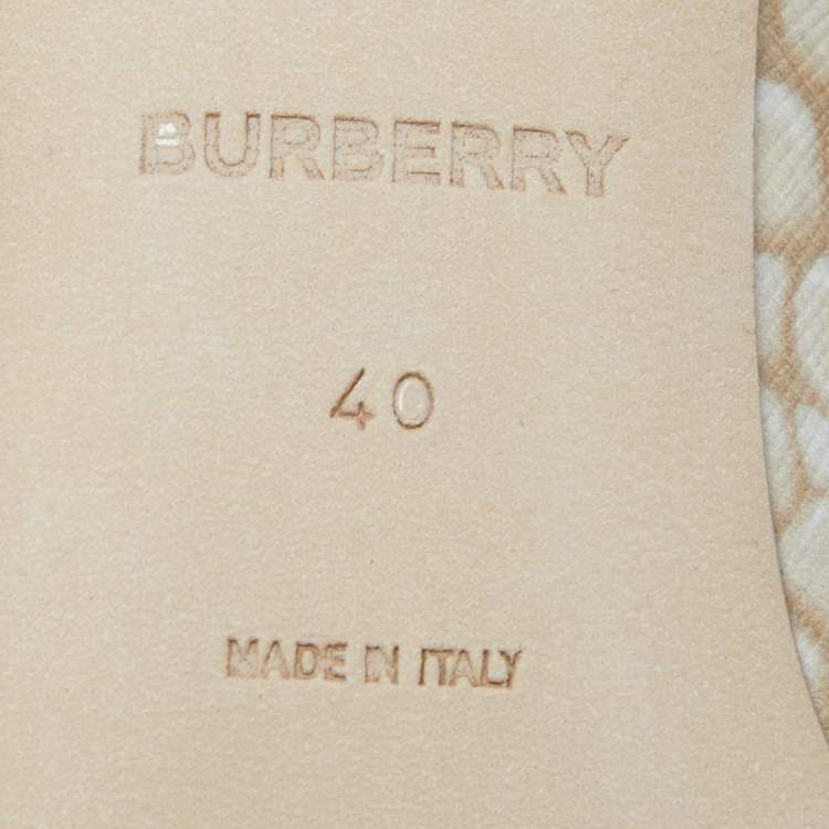 Pre Owned Burberry Beige/Brown Leather Ankle Strap Pumps Size 40