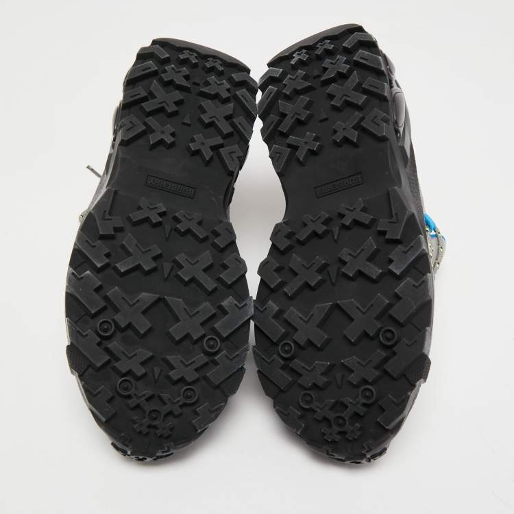 Pre Owned Burberry Black/Grey Fabric And Suede Arthur Sneakers Size 37