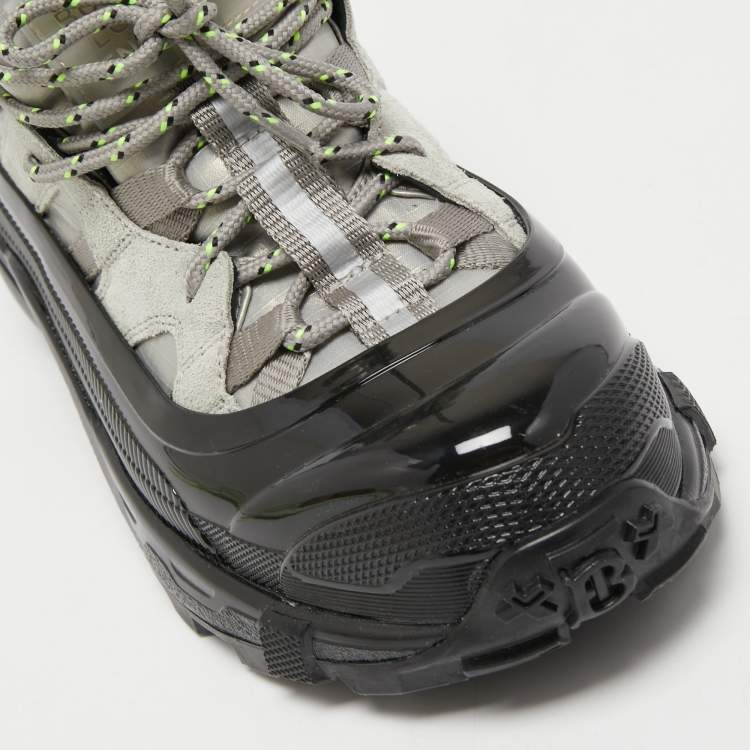 Pre Owned Burberry Black/Grey Fabric And Suede Arthur Sneakers Size 37