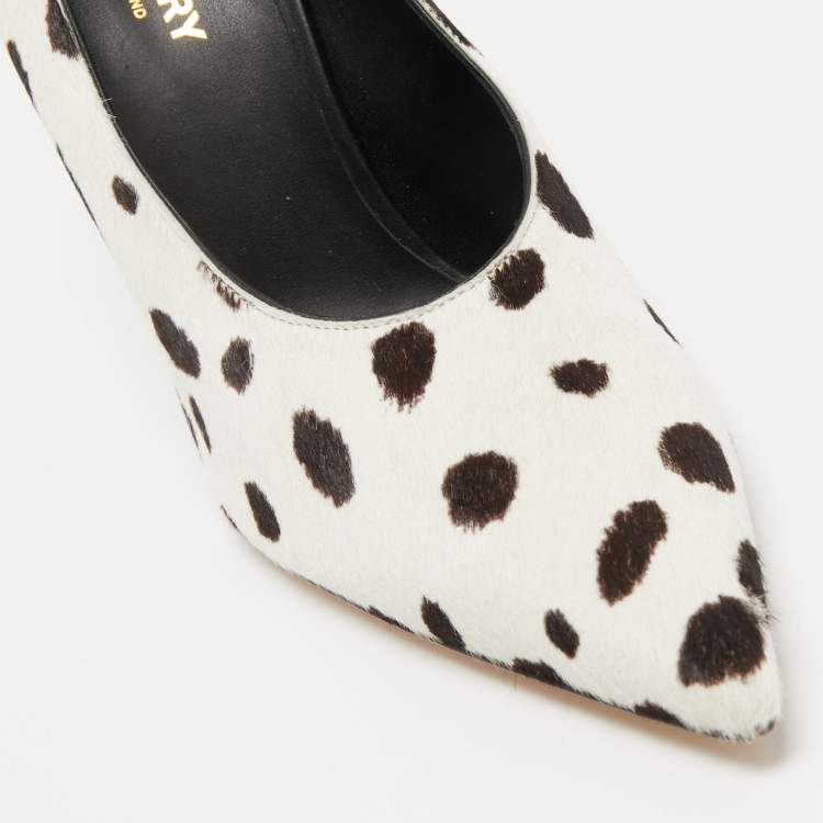 Pre Owned Burberry White/Black Calf Hair Pointed Toe Pumps Size 38