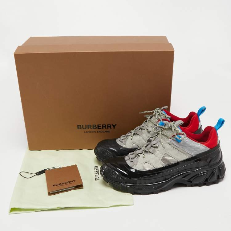 Pre Owned Burberry Grey Suede and Nylon Arthur Sneakers Size 38