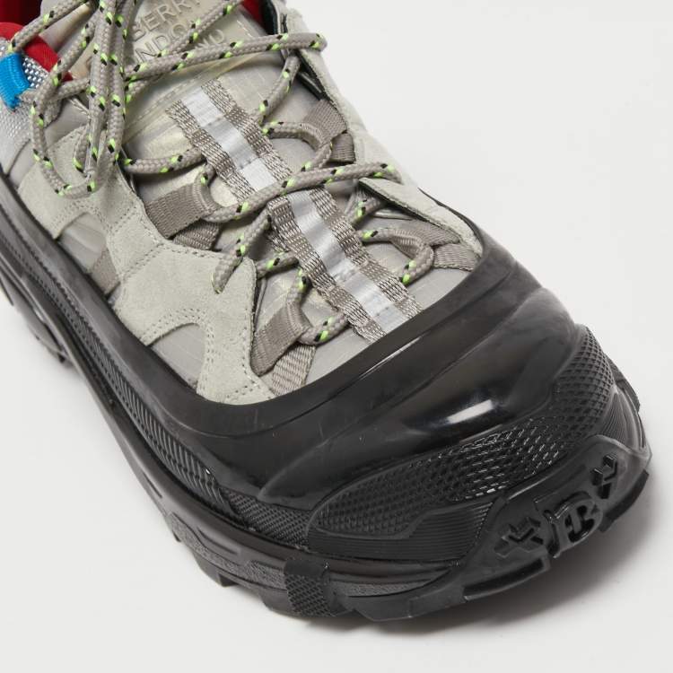 Pre Owned Burberry Grey Suede and Nylon Arthur Sneakers Size 38