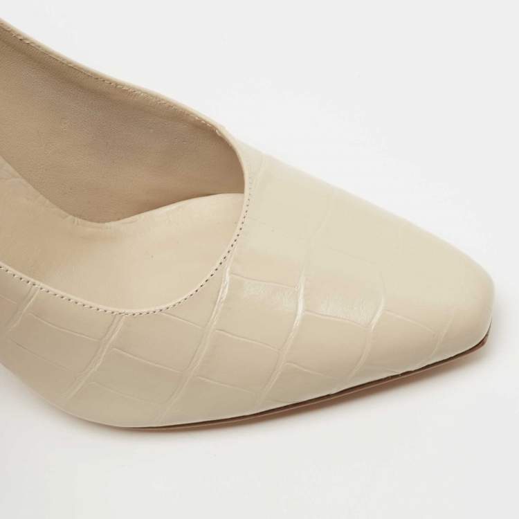Pre Owned Burberry Croc Embossed Leather Wiltkin Pumps Size 39