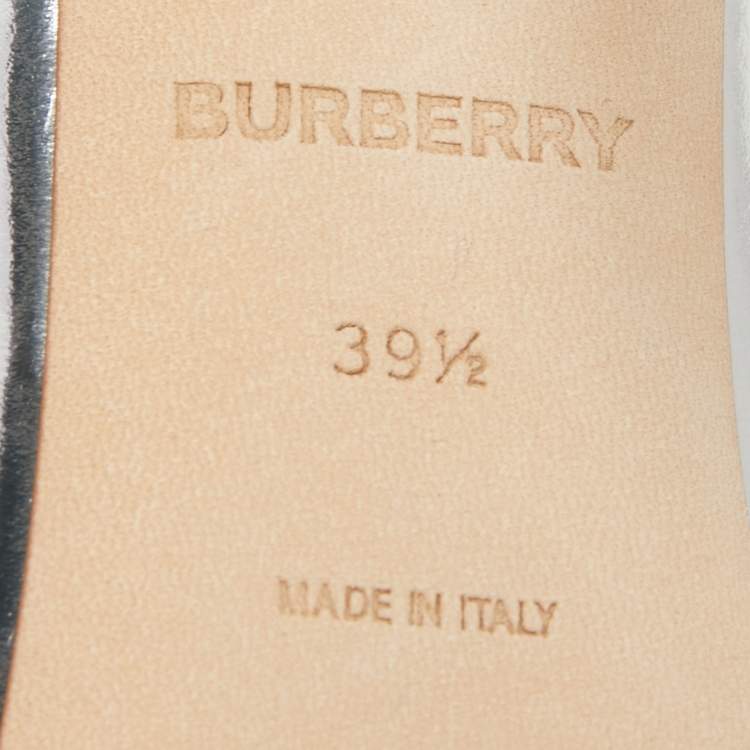 مملوكة مسبقًا Burberry Silver/Brown Leather Annalise Pumps Size 39.5