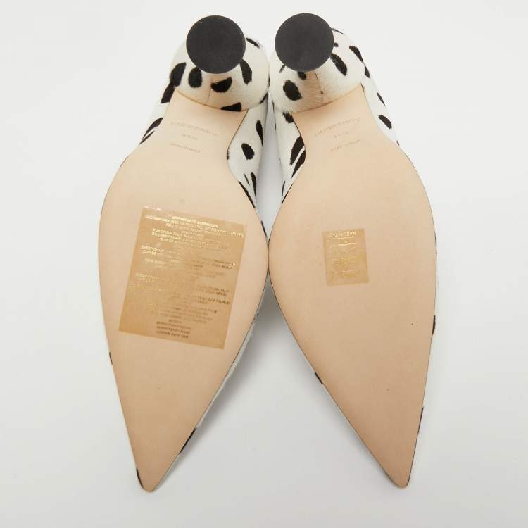 Pre Owned Burberry White/Black Calf Hair Ava Pumps Size 39.5